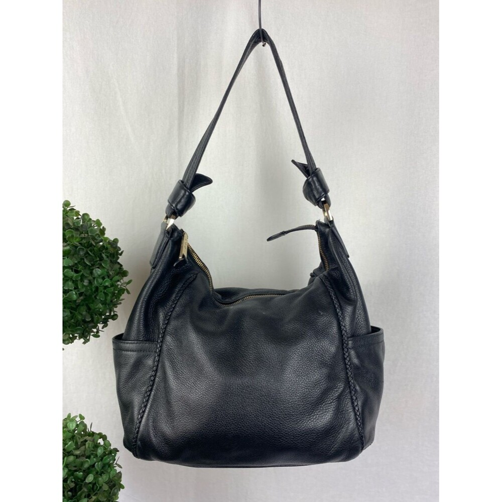 Cole Haan Black Leather Shoulder Hobo Slouchy Handbag Purse